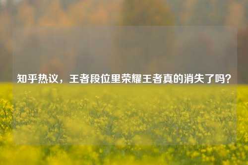 知乎热议,王者段位里荣耀王者真的消失了吗?