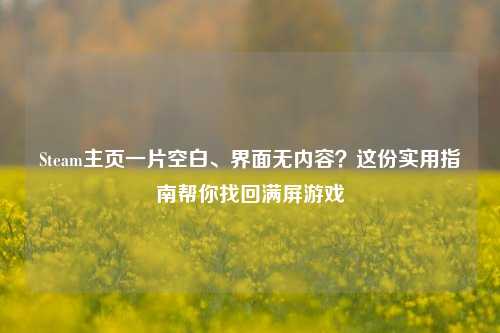 Steam主页一片空白、界面无内容？这份实用指南帮你找回满屏游戏