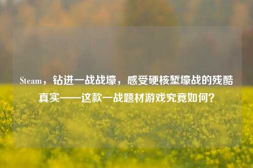 Steam，钻进一战战壕，感受硬核堑壕战的残酷真实——这款一战题材游戏究竟如何？