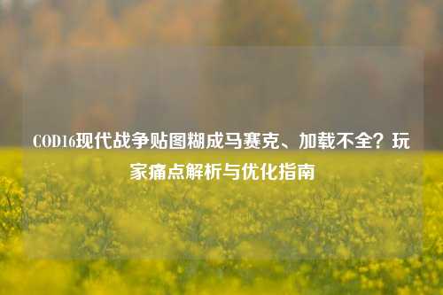COD16现代战争贴图糊成马赛克、加载不全？玩家痛点解析与优化指南