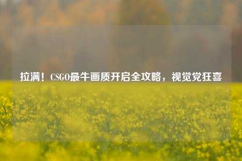 拉满！CSGO最牛画质开启全攻略，视觉党狂喜