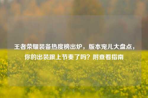 王者荣耀装备热度榜出炉，版本宠儿大盘点，你的出装跟上节奏了吗？附查看指南