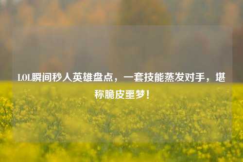 LOL瞬间秒人英雄盘点,一套技能蒸发对手,堪称脆皮噩梦!
