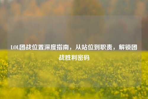 LOL团战位置深度指南,从站位到职责,解锁团战胜利密码