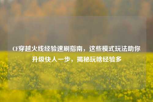 CF穿越火线经验速刷指南，这些模式玩法助你升级快人一步，揭秘玩啥经验多