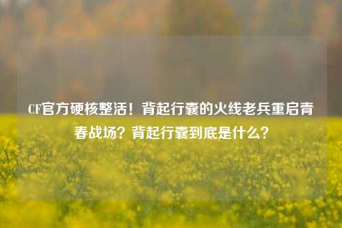 CF官方硬核整活！背起行囊的火线老兵重启青春战场？背起行囊到底是什么？