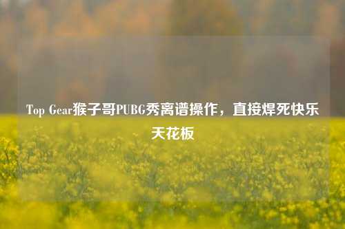Top Gear猴子哥PUBG秀离谱操作,直接焊死快乐天花板