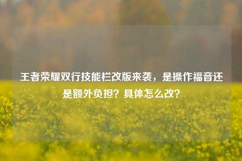 王者荣耀双行技能栏改版来袭,是操作福音还是额外负担?具体怎么改?