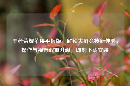 王者荣耀苹果平板版,解锁大屏竞技新体验,操作与视野双重升级,即刻下载安装