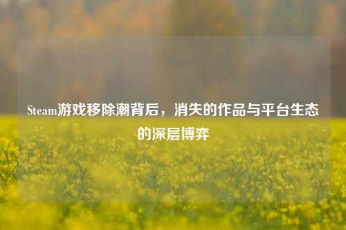 Steam游戏移除潮背后，消失的作品与平台生态的深层博弈