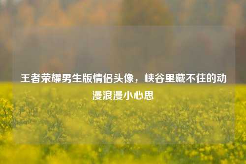 王者荣耀男生版情侣头像，峡谷里藏不住的动漫浪漫小心思
