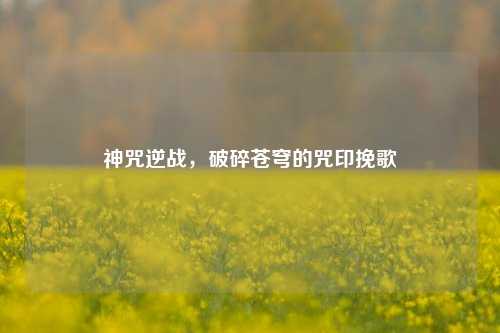 神咒逆战,破碎苍穹的咒印挽歌
