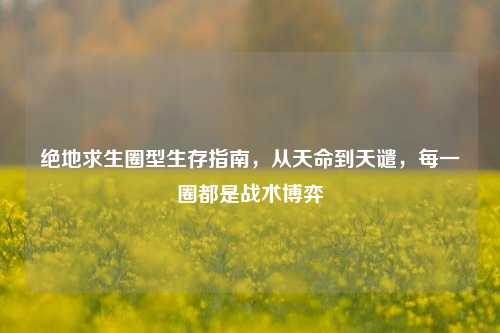绝地求生圈型生存指南,从天命到天谴,每一圈都是战术博弈
