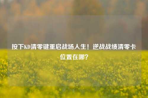 按下KD清零键重启战场人生！逆战战绩清零卡位置在哪？