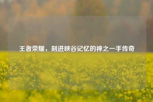 王者荣耀,刻进峡谷记忆的神之一手传奇