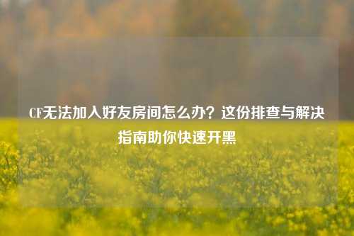 CF无法加入好友房间怎么办？这份排查与解决指南助你快速开黑