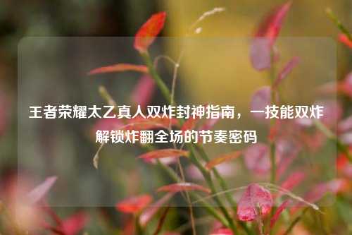 王者荣耀太乙真人双炸封神指南，一技能双炸解锁炸翻全场的节奏密码