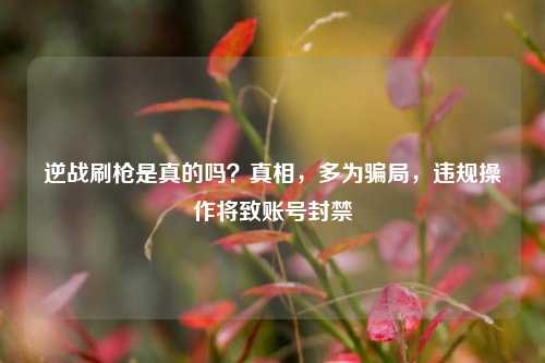逆战刷枪是真的吗?真相,多为骗局,违规操作将致账号封禁