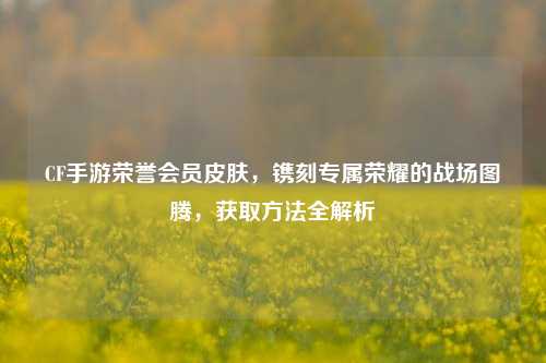 CF手游荣誉会员皮肤,镌刻专属荣耀的战场图腾,获取方法全解析