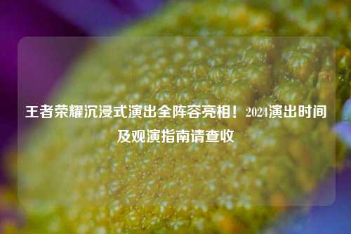 王者荣耀沉浸式演出全阵容亮相!2024演出时间及观演指南请查收