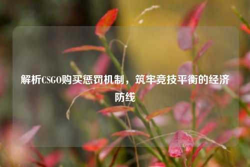 解析CSGO购买惩罚机制,筑牢竞技平衡的经济防线