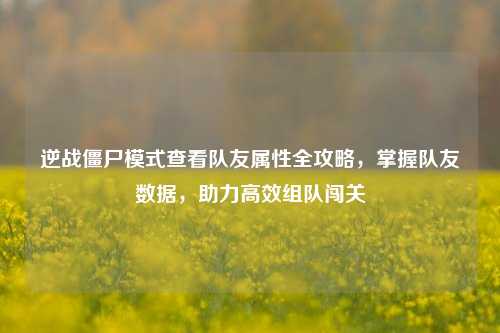 逆战僵尸模式查看队友属性全攻略,掌握队友数据,助力高效组队闯关