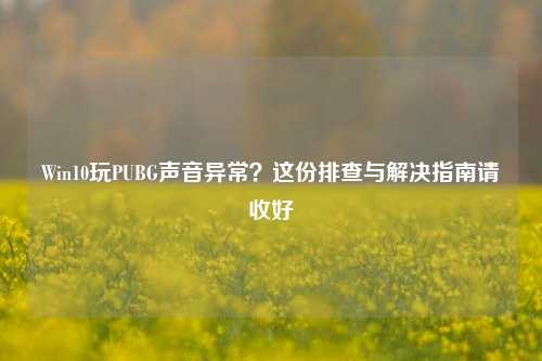 Win10玩PUBG声音异常?这份排查与解决指南请收好