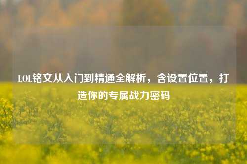LOL铭文从入门到精通全解析,含设置位置,打造你的专属战力密码