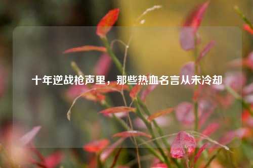 十年逆战枪声里，那些热血名言从未冷却