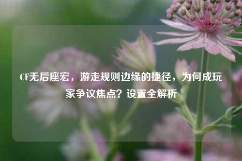 CF无后座宏,游走规则边缘的捷径,为何成玩家争议焦点?设置全解析