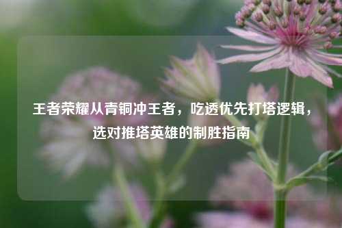 王者荣耀从青铜冲王者,吃透优先打塔逻辑,选对推塔英雄的制胜指南