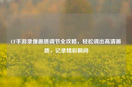 CF手游录像画质调节全攻略，轻松调出高清画质，记录精彩瞬间