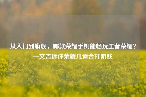从入门到旗舰，哪款荣耀手机能畅玩王者荣耀？一文告诉你荣耀几适合打游戏