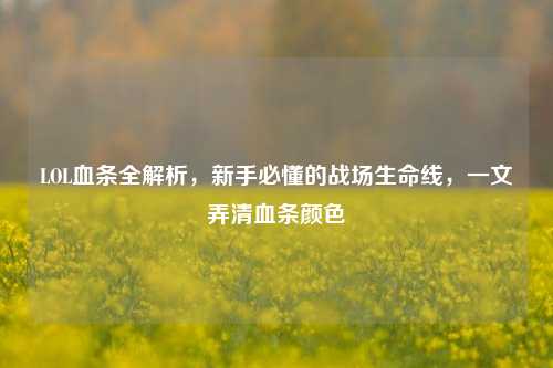 LOL血条全解析，新手必懂的战场生命线，一文弄清血条颜色