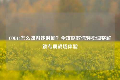 COD16怎么改游戏时间?全攻略教你轻松调整解锁专属战场体验