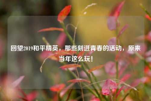 回望2019和平精英,那些刻进青春的活动,原来当年这么玩!