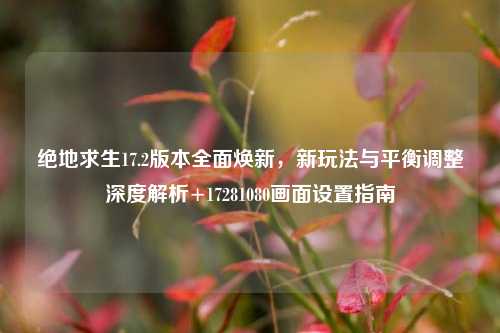 绝地求生17.2版本全面焕新,新玩法与平衡调整深度解析+17281080画面设置指南