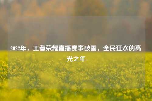 2022年,王者荣耀直播赛事破圈,全民狂欢的高光之年