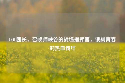 LOL团长,召唤师峡谷的战场指挥官,镌刻青春的热血羁绊
