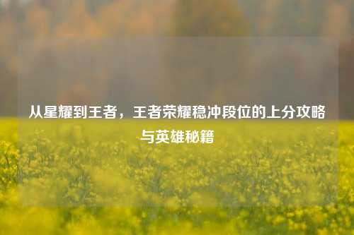 从星耀到王者,王者荣耀稳冲段位的上分攻略与英雄秘籍