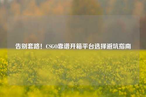 告别套路!CSGO靠谱开箱平台选择避坑指南