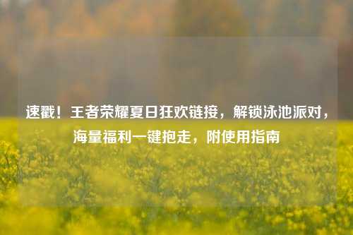 速戳！王者荣耀夏日狂欢链接，解锁泳池派对，海量福利一键抱走，附使用指南