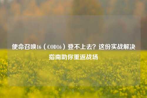 使命召唤16(COD16)登不上去?这份实战解决指南助你重返战场