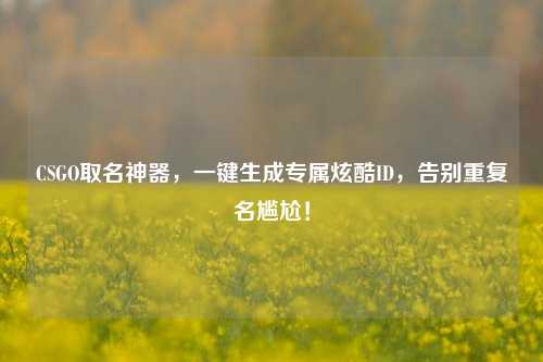 CSGO取名神器,一键生成专属炫酷ID,告别重复名尴尬!