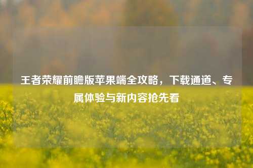 王者荣耀前瞻版苹果端全攻略,下载通道、专属体验与新内容抢先看