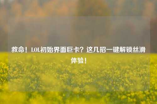 救命！LOL初始界面巨卡？这几招一键解锁丝滑体验！