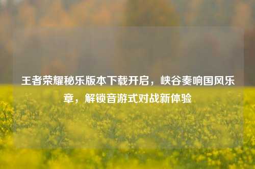 王者荣耀秘乐版本下载开启,峡谷奏响国风乐章,解锁音游式对战新体验