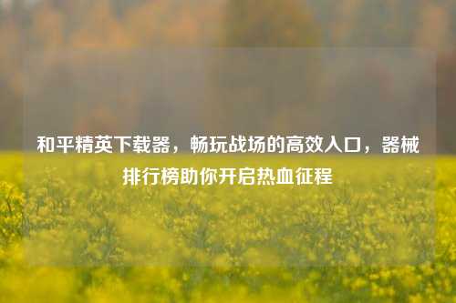 和平精英下载器,畅玩战场的高效入口,器械排行榜助你开启热血征程