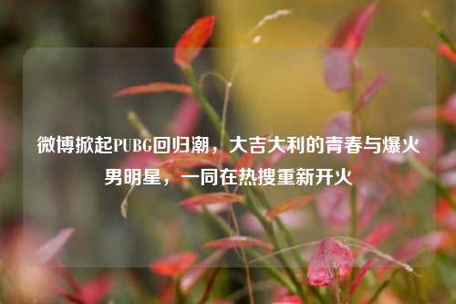 微博掀起PUBG回归潮,大吉大利的青春与爆火男明星,一同在热搜重新开火