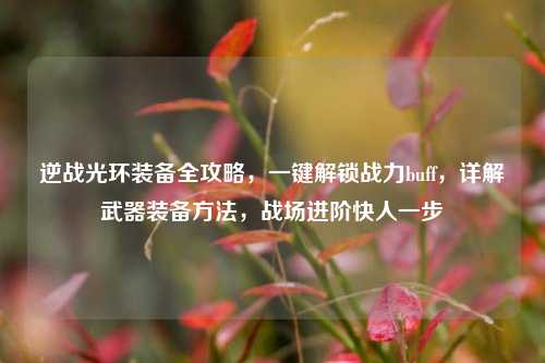 逆战光环装备全攻略,一键解锁战力buff,详解武器装备方法,战场进阶快人一步